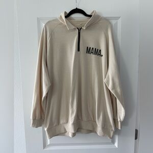 Cream Hoodie with 'MAMA' Print